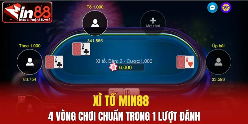 4 vòng chơi chuẩn trong 1 lượt đánh Xì tố