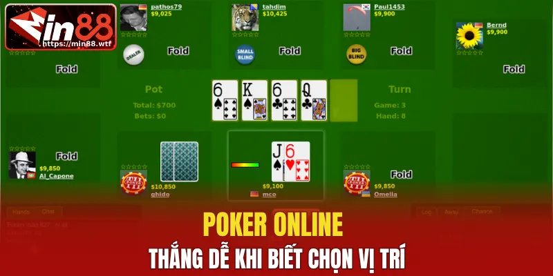 Poker online thắng dễ khi biết chọn vị trí